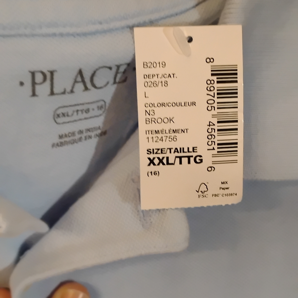 PLACE Light Blue Men's Polo Shirt - Picture 3 of 4